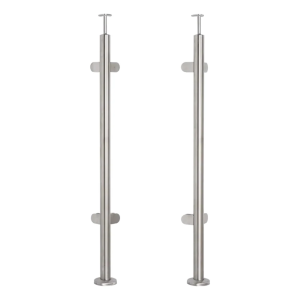 Poste de barandilla angular para cristal fi 42,4x1060/1102,4mm 4 sujeciones pulido