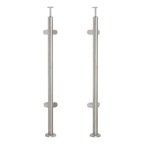 Poste de barandilla esquinero para cristal fi 42,4x1060/1102,4mm 4 sujeciones pulido 000-559 (1)