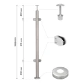 Poste de barandilla esquinero para cristal fi 42,4x1060/1102,4mm 4 sujeciones pulido 000-559 (2)