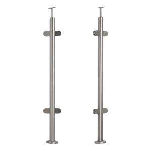 Poste intermedio de barandilla Ø 42,4x1060/1102,4 mm/ 4 soportes para vidrio