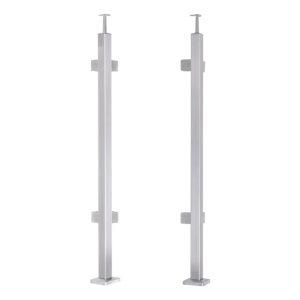 Poste de barandilla esquinero 40x40x1060/1100mm 4 soportes para vidrio AISI 304