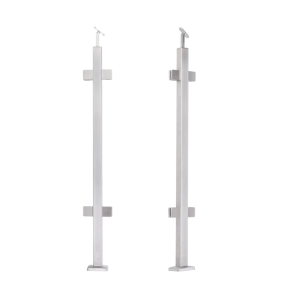 Poste intermedio para barandilla 40x40x1060/1100mm 4 sujeciones para vidrio AISI 304