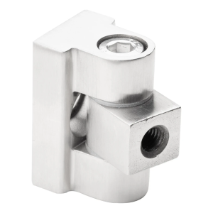 Bisagra 180° para soporte de vidrio 45 x 45 x 26 mm sistema plano AISI304, satinado