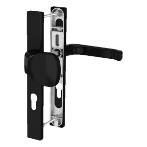Tirador de puerta PSG con pomo sobre escudo 72mm negro – embellecedor rectangular