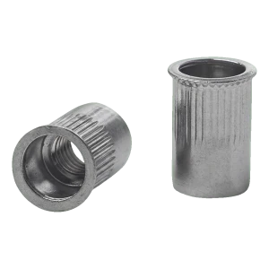 Remache roscado pasante M6 A2 AISI 304 – brida cónica reducida, moleteado