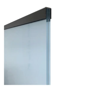 Kozza – perfil de agarre rectangular de aluminio para vidrio 12–13,52 mm, negro RAL 9005, 5 m