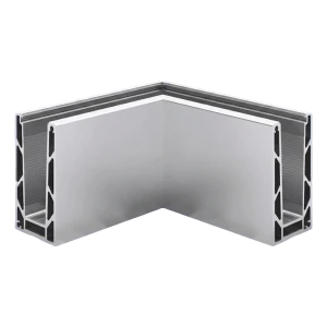 Kozza KE100 – perfil U esquinero exterior 90° para barandillas de vidrio completo, aluminio, anodizado mate