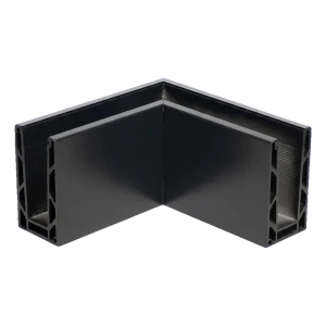 Kozza KE 100 – perfil U esquinero interior 90° para barandillas de cristal continuo, gris oscuro
