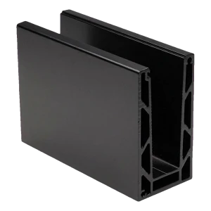 Kozza KE 100 – perfil U para barandillas de vidrio completo 5000 mm negro, fijación desde arriba