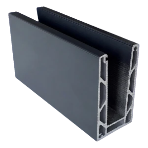 Kozza KE 100 – perfil U para barandillas de vidrio completo 5000 mm gris oscuro