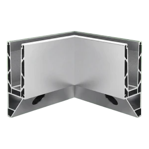 Kozza KE 120 – perfil U angular 90° interior para barandillas de cristal completo, fijación lateral