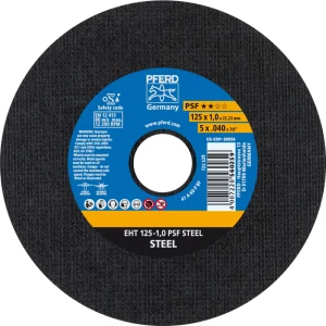 PFERD EHT 125-1.0 PSF Steel – disco de corte para acero 125 x 1,0 mm - paquete de 25 unidades