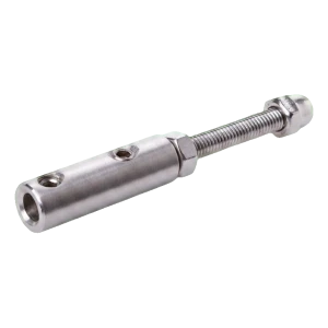 Soporte para cable Ø 4–6 mm para barandilla – fijación a superficie plana, acero inoxidable AISI 304, satinado