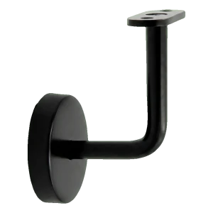Soporte de barandilla plana para pared con embellecedor negro AISI 304 ⌀ 70 mm