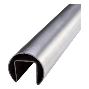 Pasamanos sobrepuesto en cristal Ø 42,4 mm AISI 304 satinado – barandilla totalmente acristalada, L=2500 mm