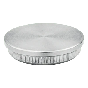 Tapón plano a presión para tubo de barandilla 48,3 mm, acero inoxidable AISI 304 satinado