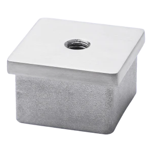 Tapón plano a presión para perfil 40x40 mm con rosca M8, AISI 304 satinado
