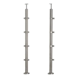 PSG poste de balaustrada esquinero de acero AISI 304 ø42,4 mm H1060 mm con soportes para tubos ø12 mm