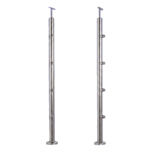PSG poste de balaustrada intermedio Ø42,4 mm de acero inoxidable AISI 304 – 4 soportes Ø12, montaje en suelo