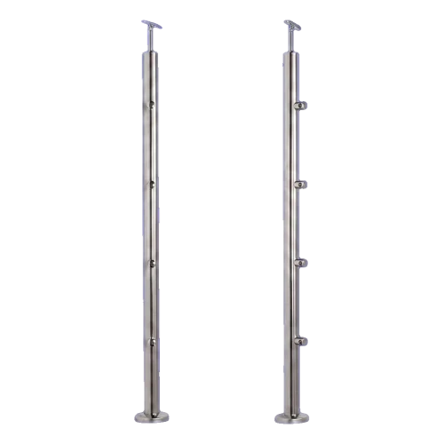 PSG poste de balaustrada intermedio Ø42,4 mm de acero inoxidable AISI 304 – 4 soportes Ø12, montaje en suelo 001-207 (1)