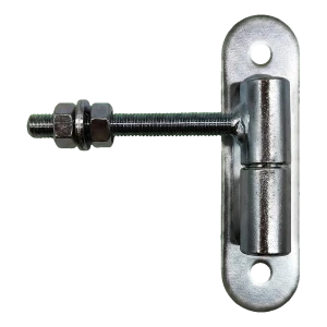 Bisagra regulable torneada PSG ø24 M12 con chapa 150×40 mm y bola – para puertas y portones